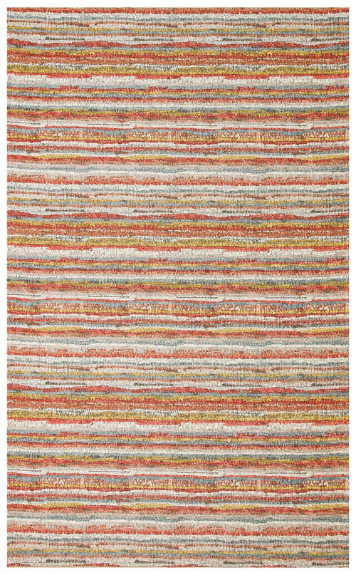 Cotton Kilim Carpet - Durable Orange Striped Woven Flatweave Rug With Soft Texture