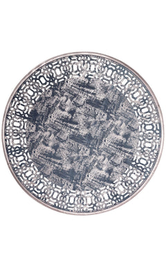 Modern Leather Rug – Blue Artificial Leather Carpet With Shiny Bordered Design