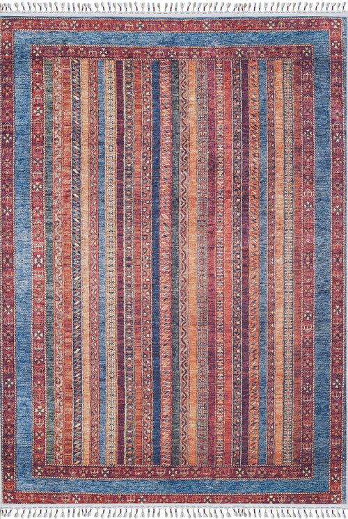 Red Striped Area Rug – Digital Print Carpet, Non Slip & Antibacterial Flooring