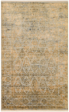 Vintage Area Rug – Lecce Gold Overdyed Machine Made Rug With Soft Silky Carpet