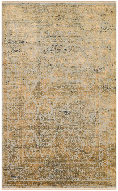 Vintage Area Rug – Lecce Gold Overdyed Machine Made Rug With Soft Silky Carpet