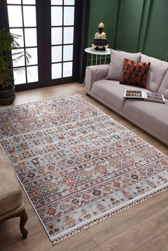 Digital Print Area Rug – Grey Classic Non Slip Antibacterial Carpet for Living Room