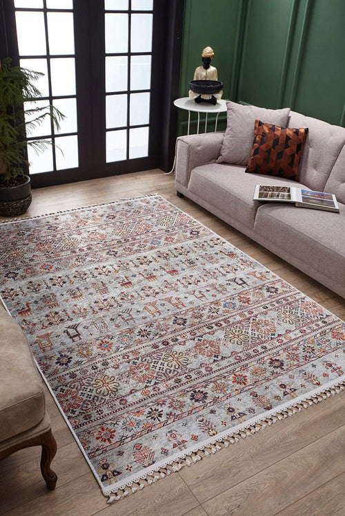 Digital Print Area Rug – Grey Classic Non Slip Antibacterial Carpet for Living Room