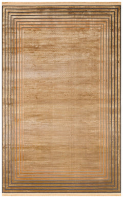 Gold Cotton Area Rug - Machine Made Classic Geometric Flatweave Rug, Non Slip