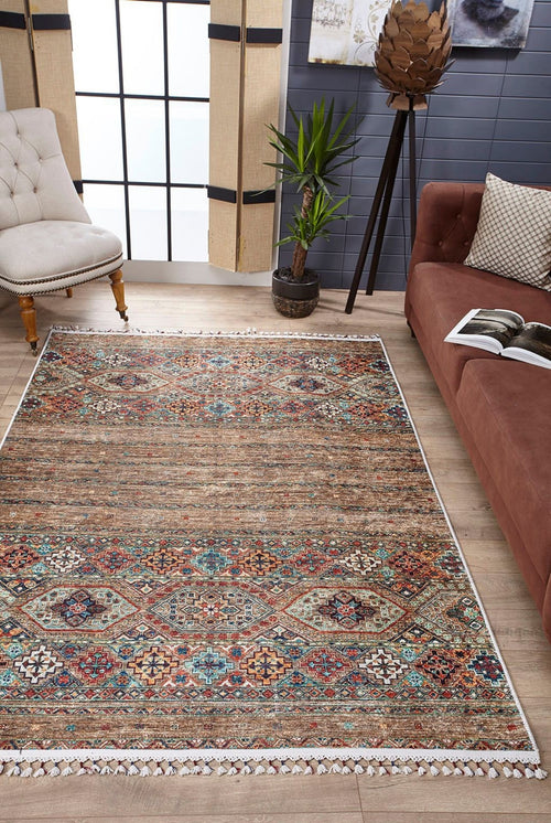 Mikołow Brown Classic Digital Print Area Rug
