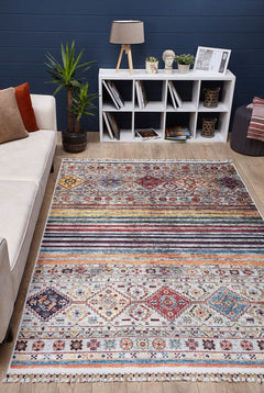Mikstat Brown Geometric Digital Print Area Rug