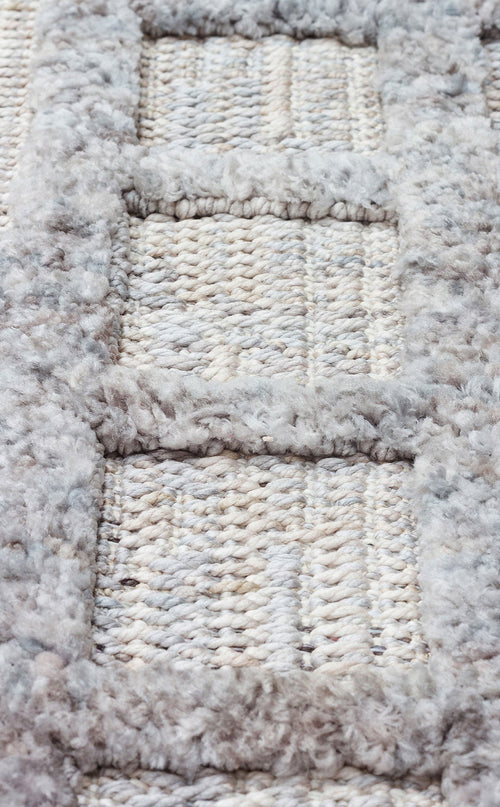 Scandinavian Area Rug – Grey Geometric Rug with Soft Textured Carpet