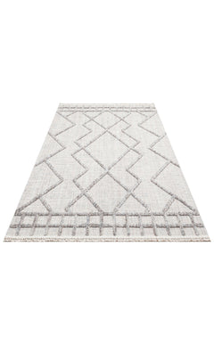 Scandinavian Area Rug – Grey Geometric Rug with Soft Textured Carpet