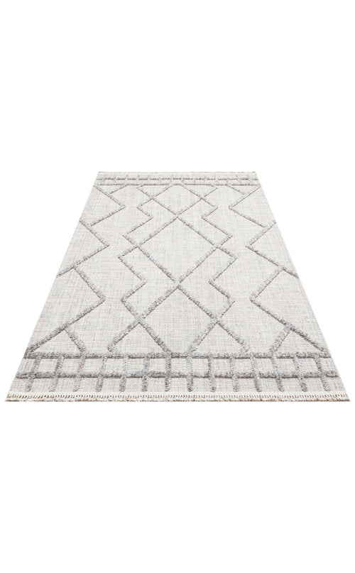 Scandinavian Area Rug – Grey Geometric Rug with Soft Textured Carpet