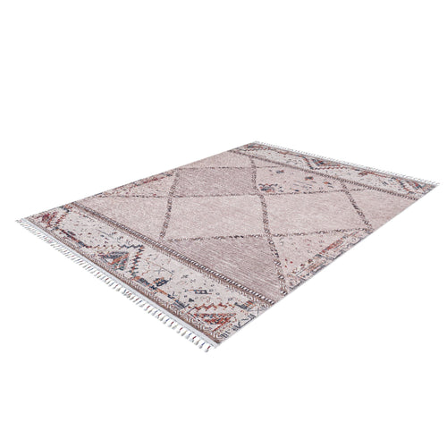 Geometric Area Rug - Cream Digital Print Non Slip Carpet for Living Room Decor