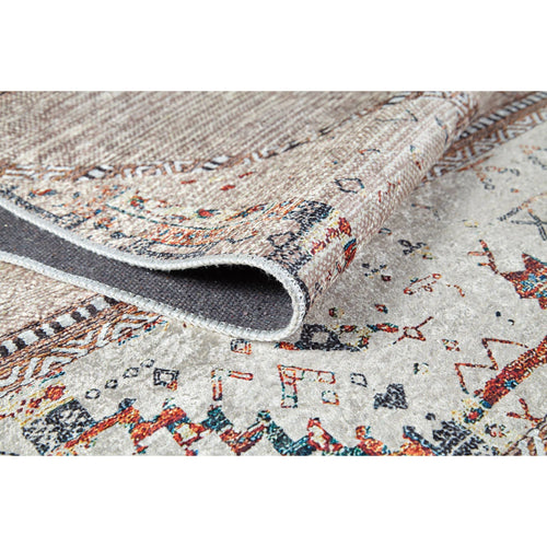 Geometric Area Rug - Cream Digital Print Non Slip Carpet for Living Room Decor