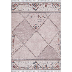 Geometric Area Rug - Cream Digital Print Non Slip Carpet for Living Room Decor