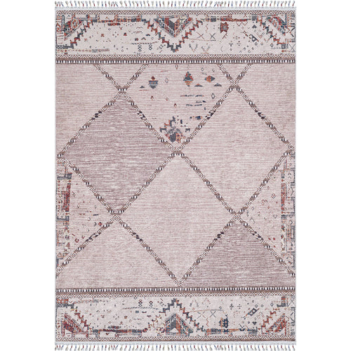 Geometric Area Rug - Cream Digital Print Non Slip Carpet for Living Room Decor