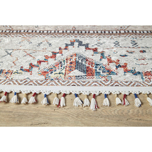 Geometric Area Rug - Cream Digital Print Non Slip Carpet for Living Room Decor