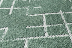 Green Geometric Area Rug - Cotton Chenille Digital Print Carpet for Living Room