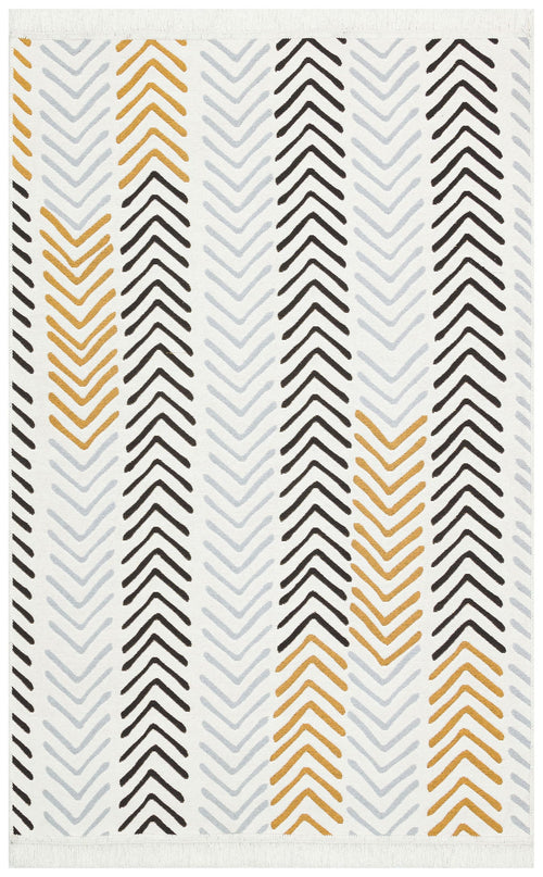 Yellow Geometric Kilim - Cotton Woven Rug | Washable Flatweave Carpet