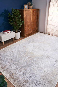 Modern Bamboo Area Rug – Machine Made Gold Non Slip Carpet for Living Room