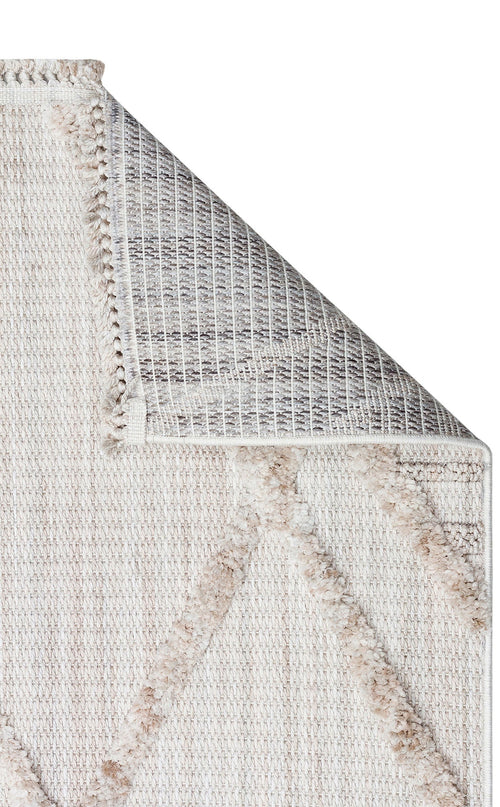 Scandinavian Area Rug - Beige Geometric Machine Made Rug | Dustproof, Soft Textured