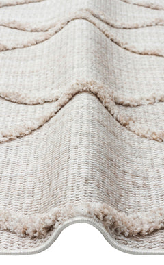 Scandinavian Area Rug – Machine Made Beige Geometric Flatweave Carpet with Soft Texture