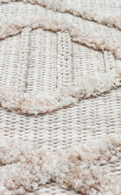 Scandinavian Area Rug – Machine Made Beige Geometric Flatweave Carpet with Soft Texture