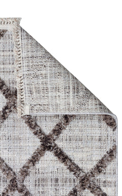 Scandinavian Area Rug - Grey Geometric Machine Made Rug with Non Slip Flatweave