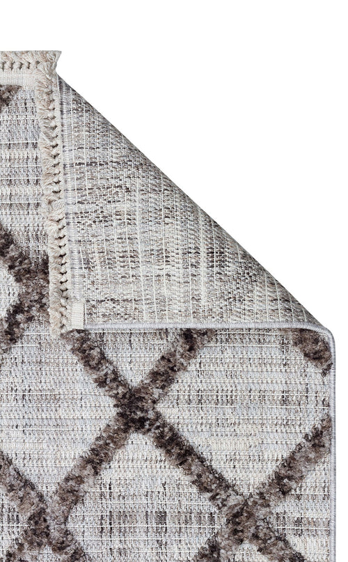 Scandinavian Area Rug - Grey Geometric Machine Made Flatweave Carpet for Living Room