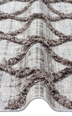 Scandinavian Area Rug - Grey Geometric Machine Made Flatweave Carpet for Living Room