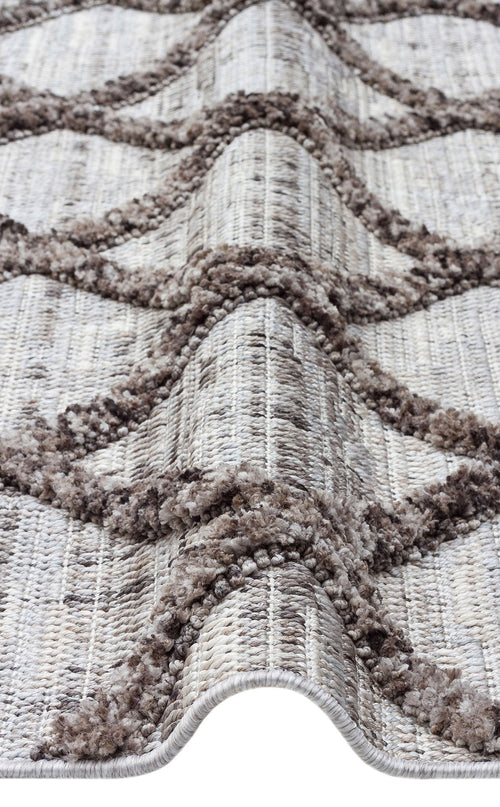 Scandinavian Area Rug - Grey Geometric Machine Made Flatweave Carpet for Living Room