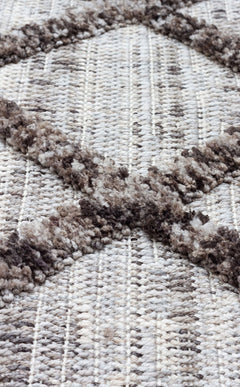 Scandinavian Area Rug - Grey Geometric Machine Made Rug with Non Slip Flatweave