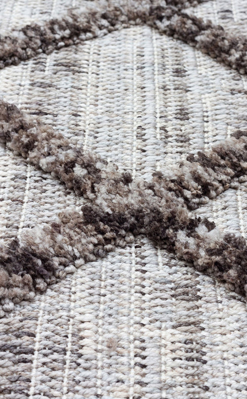 Scandinavian Area Rug - Grey Geometric Machine Made Rug with Non Slip Flatweave