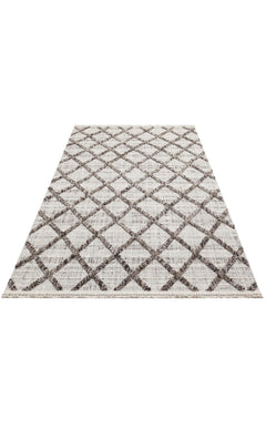 Scandinavian Area Rug - Grey Geometric Machine Made Flatweave Carpet for Living Room