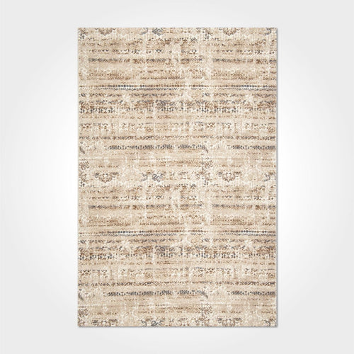 Modern Area Rug – Machine Made Cream Polyester Rug With Overlocked Edge