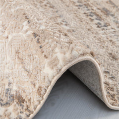 Modern Area Rug – Machine Made Cream Polyester Rug With Overlocked Edge