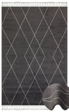 Pembroke Black Geometric Machine Made Area Rug