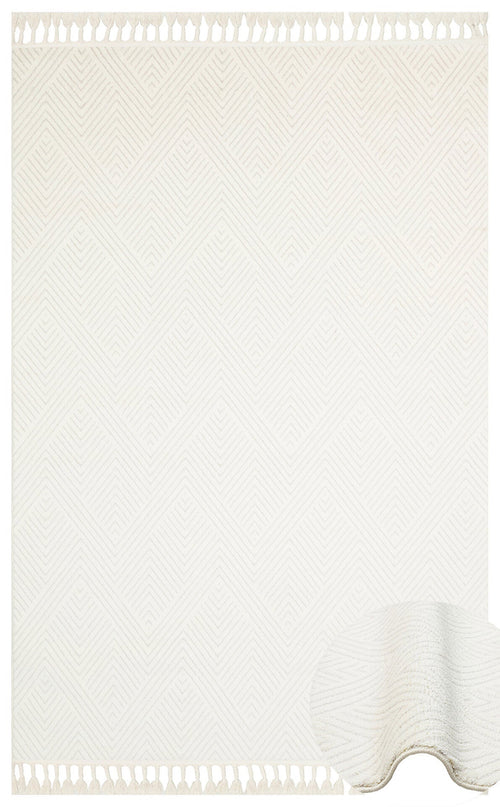 Paola White Geometric Machine Made Area Rug