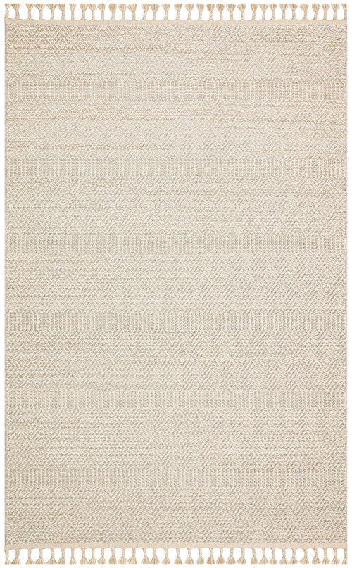 Beige Jute Area Rug – Machine Made Rug with Geometric Design, Easy Clean