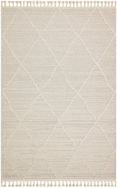 Beige Geometric Jute Rug - Machine Made Area Rug With Soft Texture & Dust Free Finish