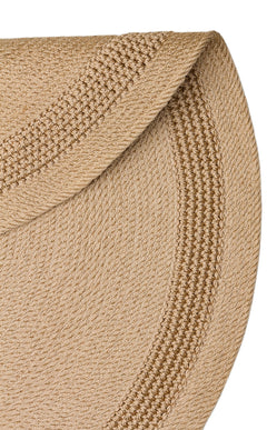 Round Jute Rug – Beige Geometric Knitted Jute Carpet with Soft Texture