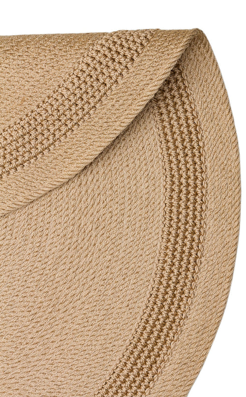 Round Jute Rug – Beige Geometric Knitted Jute Carpet with Soft Texture
