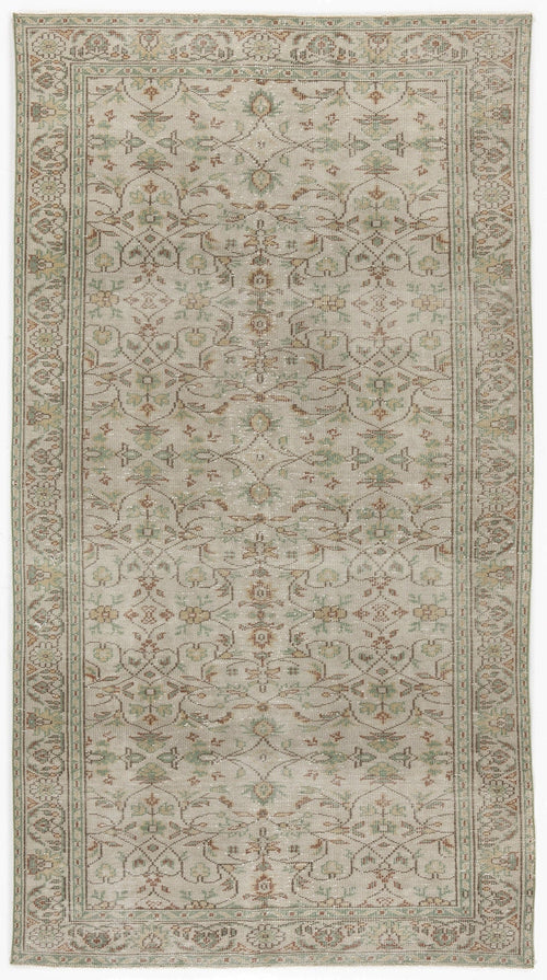 Atina Beige Vintage Wool Handmade Area Rug 5'3" x 8'11"