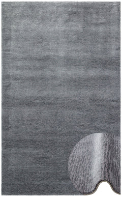 Handmade Wool Viscose Rug – Modern Grey Soft Wool Carpet With Plain Pattern