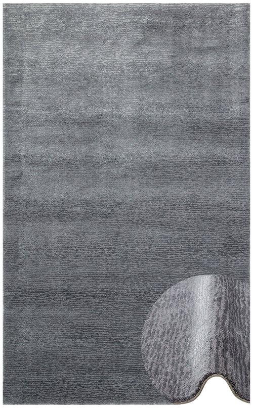 Handmade Wool Viscose Rug – Modern Grey Soft Wool Carpet With Plain Pattern