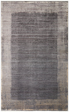 Seattle Anthracite Classic Viscose Machine Made Area Rug