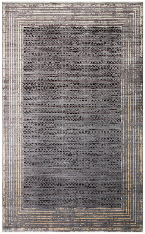 Seattle Anthracite Classic Viscose Machine Made Area Rug