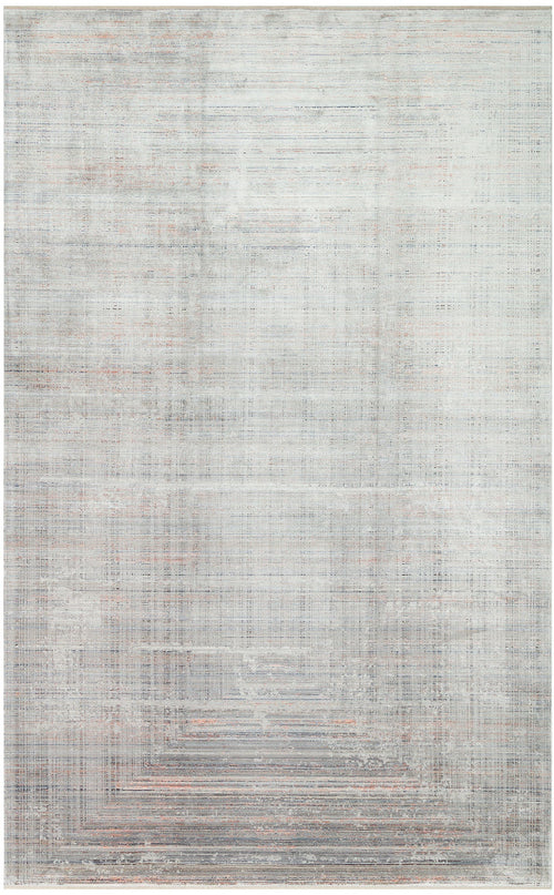 Modern Area Rug – Grey Machine Made Rug with Art Deco Frame Pattern