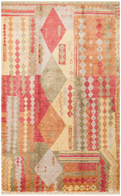 Handmade Viscose Rug - Modern Red Area Rug With Soft Texture & Authentic Pattern