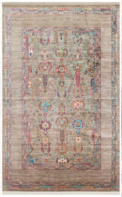 Green Cotton Area Rug – Machine Made Rug | Antique Pattern Carpet | Non Slip Design