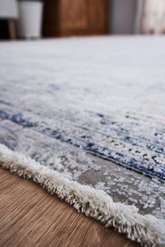 Bamboo Area Rug - Grey Frame Machine Made Non Slip Decorative Floor Carpet