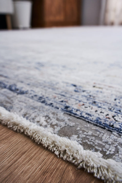 Bamboo Area Rug - Grey Frame Machine Made Non Slip Decorative Floor Carpet