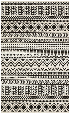 Cinisello Balsamo Black Wool and Viscose Machine Made Area Rug